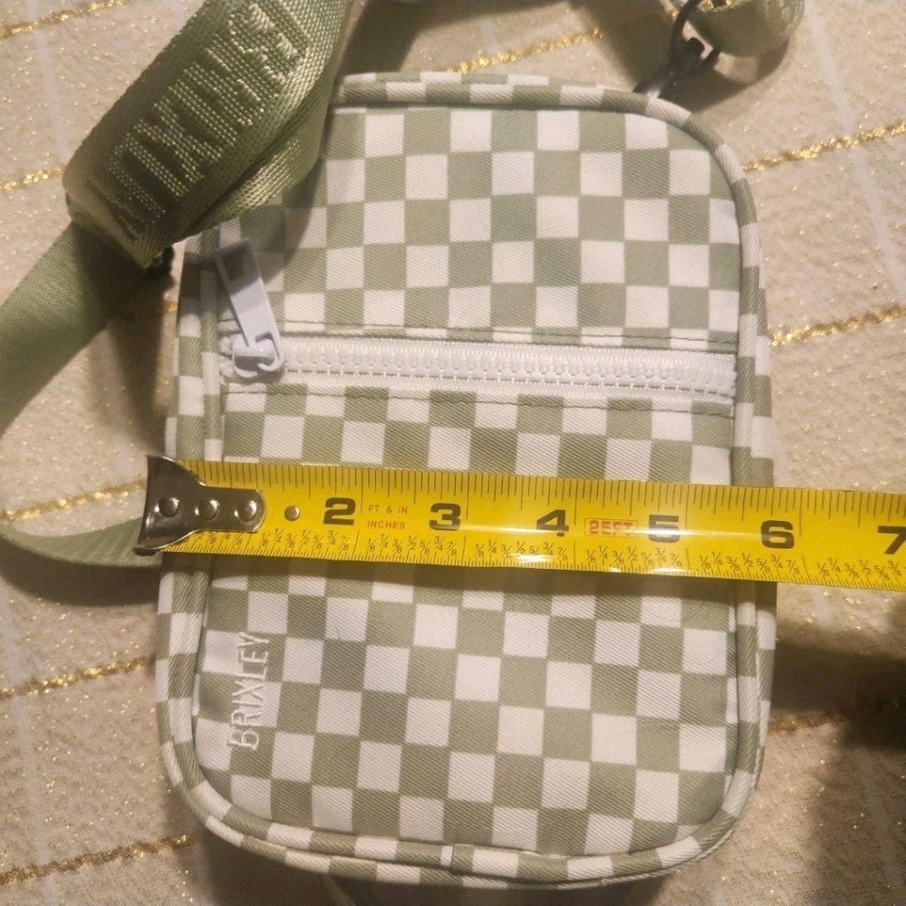 Brixley Small Green/ White Checkered Crossbody Bag with Built-In Card Holder - Picture 7 of 10